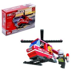 Конструктор Пожарная бригада «Вертолёт», 105 деталей Ausini