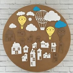 Вырубка для скрапбукинга набор Путешествия - домики, бумажные облака, воздушный шар с корзиной Scrap44