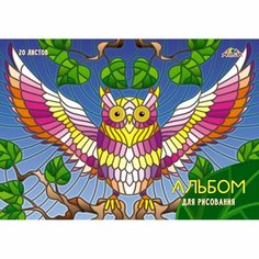 Альбом для рисования Апплика "Филин", 20 листов, А4, гребень, мелованный картон, 4 шт в упаковке (С0526-37-КМ)