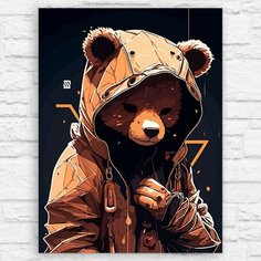 Картина по номерам на холсте киберпанк, техно мишка - 12355 В 30x40