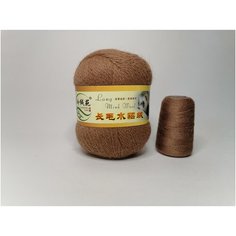 Пряжа Пух норки (47 св. коричневый), с доп. нитью 50гр, 350м. 2шт Китай