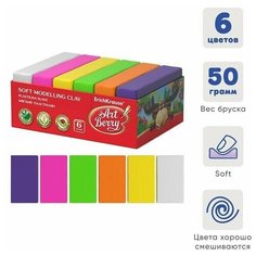 Пластилин мягкий (восковой), 6 цветов, 300 г, , с Алоэ Вера, яркая палитра, картон 1 шт. Случай
