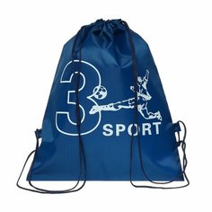 Мешок для обуви 420 х 340 мм, SPORT 3, (мягкий полиэстер, плотность 210D), синий микс Россия