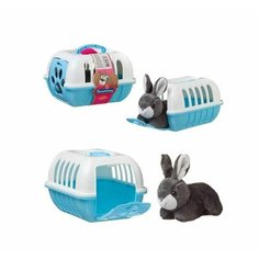 Игрушка мягкая Кролик в голубой переноске Junfa Toys