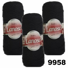 Пряжа для вязания Bonito (Бонито) Lanoso (Ланосо) / цвет 9958 - Темно-синий / 3 мотка / 300м/100г