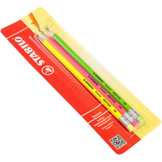 Карандаши чернографитовые Stabilo Swano неоновый корпус, 3шт