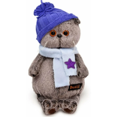 Игрушка мягкая КОТ басик в шапке и шарфе со звёздочкой 22 см BUDI BASA Ks22-195