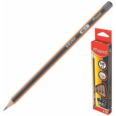 Набор карандашей чернографитных MAPED (Франция), 12 шт, "Black Peps", НВ, трехгранные, без резинки, 850021