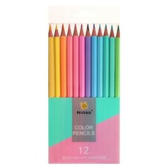 Карандаши 12 цветов, пастельные, деревянные, шестигранные Noname