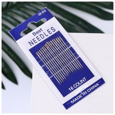 Иглы швейные №1/5, d = 0,62 мм, 4,8 - 5 см, с золотым ушком, 16 шт Noname
