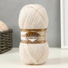 2шт, Пряжа "Angora Gold" 20% шерсть, 80% акрил 550м/100гр (599 слонов. кость) Alize