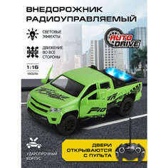 Машинка детская на радиоуправлении Пикап ТМ AUTODRIVE, М1:16, 5 каналов, открываются двери, свет, зеленый, JB1168122