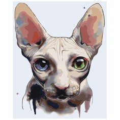 Картина по номерам, "Живопись по номерам", 80 x 100, A606, животное, Сфинкс, кот, разноцветные глаза, взгляд, домашний питомец