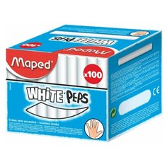 Мел Maped WHITE"PEPS круглый,белый,средн.тверд,100 шт/уп,935020, 1 шт.
