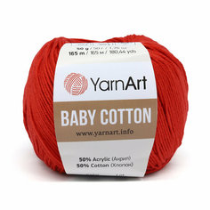 Пряжа для вязания YarnArt Baby Cotton 50гр 165м (50% хлопок, 50% акрил) (426 красный), 10 мотков