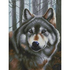 Алмазная мозаика Белоснежка "Волк" / Набор алмазной мозаики 30х40 см / На холсте / Полная выкладка / Животные