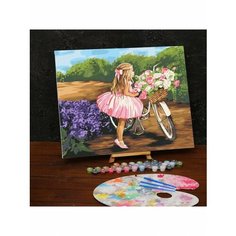 Картина по номерам на холсте с подрамником «Девочка с велосипедом» 40х50 см нет бренда