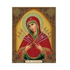 Алмазная мозаика на подрамнике Икона Божией Матери Семистрельная 27х33 см (картина стразами) (AS72600) URM