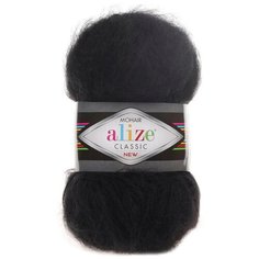 Пряжа Alize Mohair classic, 24 % шерсть, 25 % мохер, 51 % акрил, 100 г, 200 м, 5 шт., 60 черный