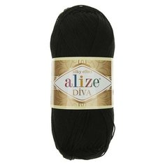 Пряжа Alize Diva, 100 % акрил, 100 г, 350 м, 1 шт., 60 черный