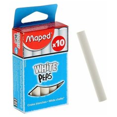 Maped Мелки белые Maped WhitePeps, в наборе 10 штук, круглые, специальная формула «без грязи»