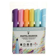 Набор маркеров текстовыделителей 6 цвета Koh-I-Noor 2406, 1-5 мм, скошен, пастельные, блистер