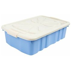 Ящик для игрушек 60x40x17 см 25 л пластик с крышкой цвет голубой Полимербыт