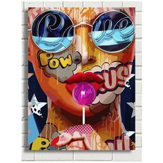 Картина по номерам Поп арт девушка красочный портрет - 7712 В 30x40