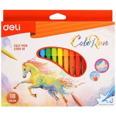 Фломастеры Deli 18 цветов, вентилируемые, "ColoRun" (EC10010)