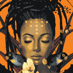 Картина по номерам Девушка с птицами на стену Палитра забав