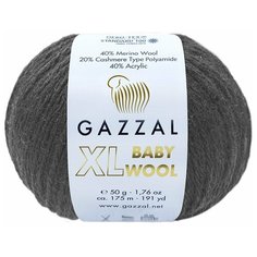 Пряжа Gazzal Baby Wool XL (40% Мериносовая шерсть, 20% Кашемир ПА, 40% Акрил) 50 г 100 м, 803 черный , 1 моток
