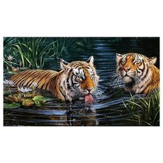 Алмазная мозаика "Тигры в воде", 40x70 см, Гранни