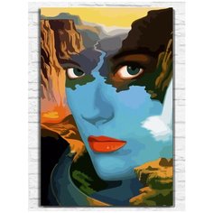 Картина по номерам на холсте Сюрреализм (Девушка, озеро, горы) - 9052 В 60x40