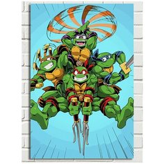 Картина по номерам мультфильм Черепашки ниндзя (Леонардо, Рафаэль, Донателло, микеланджело) - 8425 В 60x40