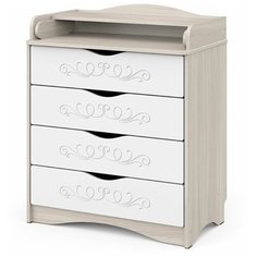 Пеленальный комод Сириус Lorenzo с рисунком Ясень шимо светлый-белый Атон Мебель