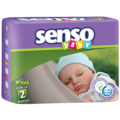 Подгузники для детей "SENSO BABY" с кремом - бальзамом размер B2 MINI (3 - 6 кг) 26 шт.