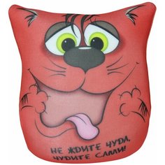 Мягкая игрушка антистресс Штучки, к которым тянутся ручки Кот открытка, 24 см, не ждите чуда, символ года 2023, подарок на новый год