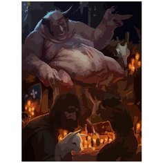 Картина по номерам на холсте настольная игра Гвинт Ведьмак Геральт Цири - 6932 В 30x40