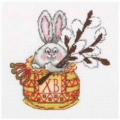 Набор для вышивания "Зайка с вербой", 13x13 см, Klart