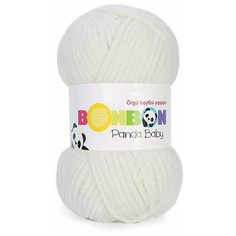Пряжа плюшевая NAKO Bonbon Panda Baby (нако бонбон панда бэби) 100г/120м, 3081 белый, 1 моток