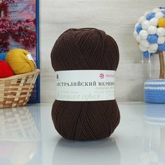 Пряжа пехорка Австралийский меринос (Пехорка), Коричневый - 251, 95% мериносовая шерсть, 5% высокообъемный акрил, 5 мотков, 100 г, 400 м.