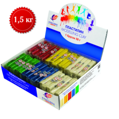 Пластилин "Классика" 1,5кг в ассортименте (в картонной упаковке) Луч