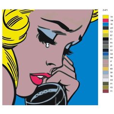 Картина по номерам Z-471 "Поп-арт девушка у телефона" 80x80 Brushes Paints