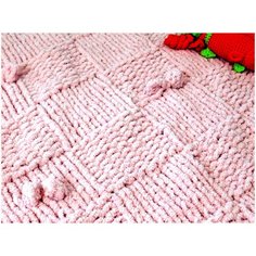 Плед плюшевый для новорожденного "Бабочки-бантики" розовый, 98х95 см, ручная работа Нить Успеха