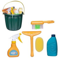 Набор для уборки Abtoys Помогаю маме, Генеральная уборка в зеленом ведре 6 предметов