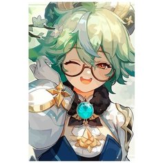 Картина по номерам на холсте Игра Genshin impact (Генишин, Ху Тао, Делюк, Сахароза, Сяо) - 8283 В 60x40