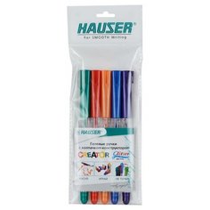 Набор гелевых ручек HAUSER Creator Glitter Gel 10 шт, колпачок-конструктор, толщина стержня 0,55 мм, чернила с блестками разноцветные