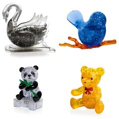 Игрушки новогодний Сборная модель комплект из 4х штук Идеи подарков ребенку Новый год Лебедь, Птичка на ветке, Панда, Мишка Iq Toy