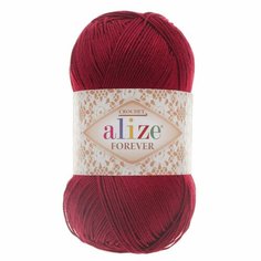 Пряжа ALIZE FOREVER, бордовый - 57, 100% микрофибра акрил, 5 мотков, 50 г, 300 м.