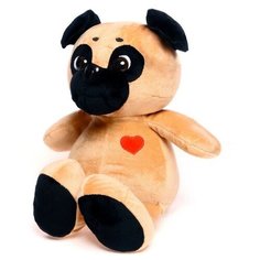 Мягкая игрушка "Собака Мопс", с сердечком на груди, 25 см Pr Market